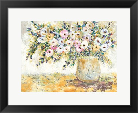 Framed Bowlful of Roses Print