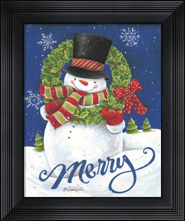Framed Merry Snowman Print