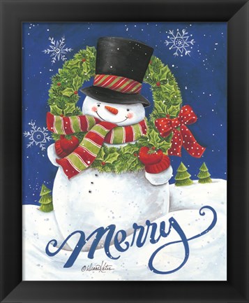 Framed Merry Snowman Print