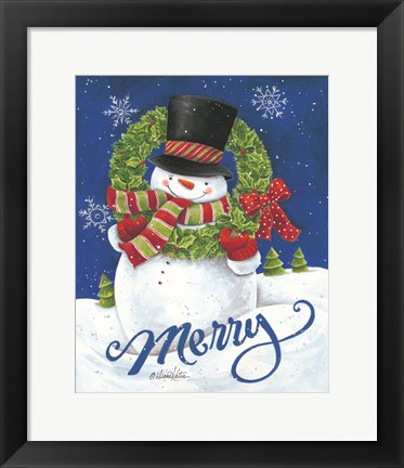 Framed Merry Snowman Print