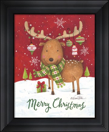 Framed Merry Christmas Reindeer Print