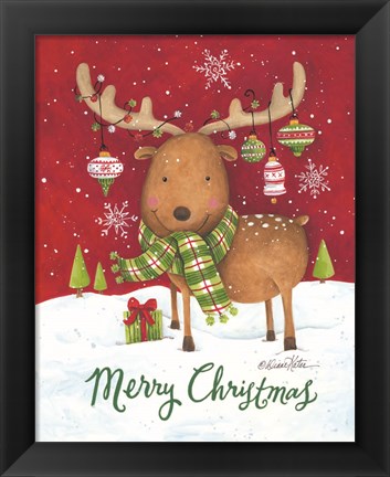 Framed Merry Christmas Reindeer Print