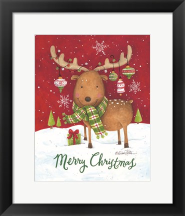 Framed Merry Christmas Reindeer Print