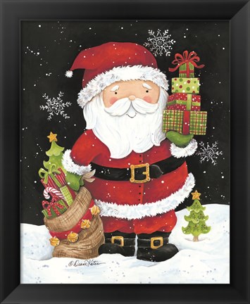 Framed Santa Claus with Presents Print