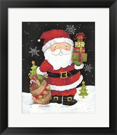 Framed Santa Claus with Presents Print