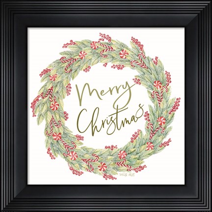 Framed Candy Cane Wreath Print