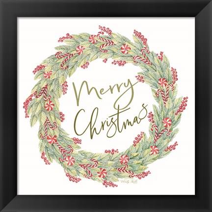 Framed Candy Cane Wreath Print