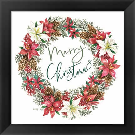 Framed Merry Christmas Wreath Print