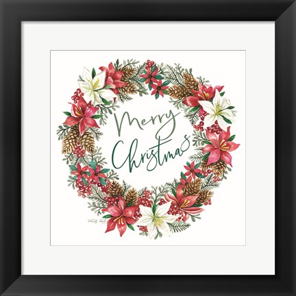 Framed Merry Christmas Wreath Print