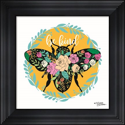 Framed Be Kind Floral Bee Print