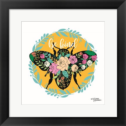 Framed Be Kind Floral Bee Print