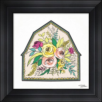 Framed Floral Barn Print