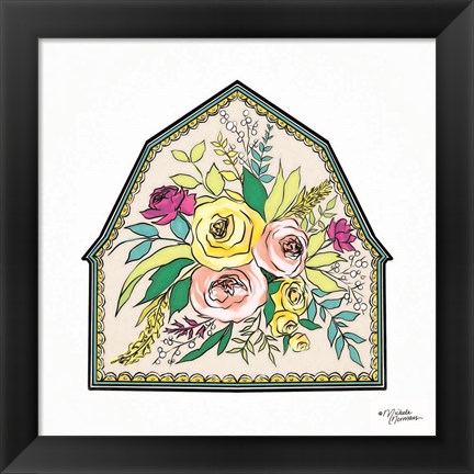 Framed Floral Barn Print