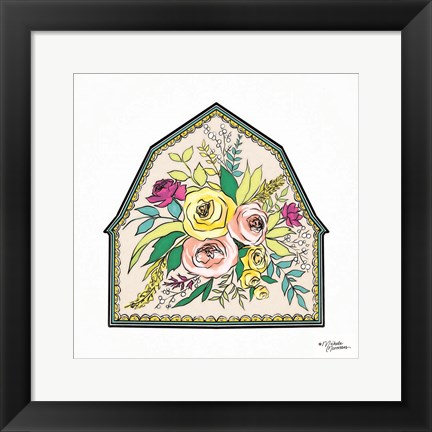 Framed Floral Barn Print