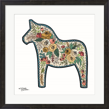 Framed Floral Horse Print