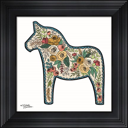 Framed Floral Horse Print