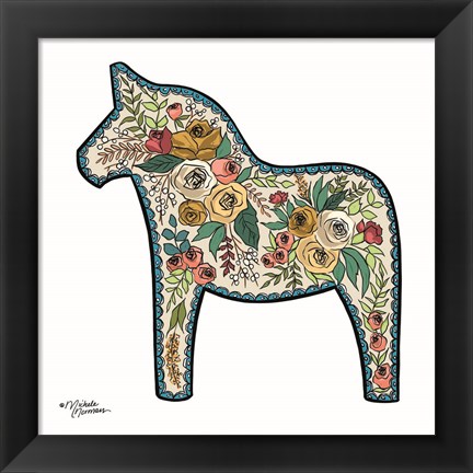 Framed Floral Horse Print