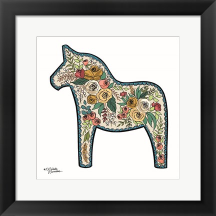 Framed Floral Horse Print