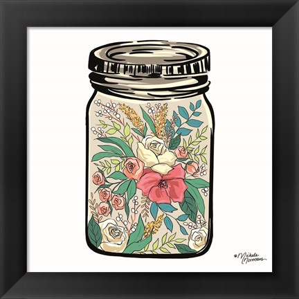 Framed Floral Jar Print