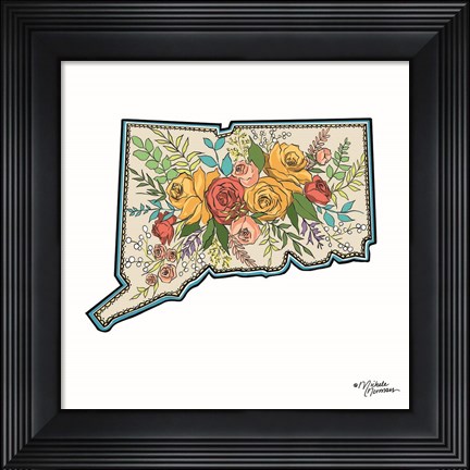 Framed Floral Connecticut Print