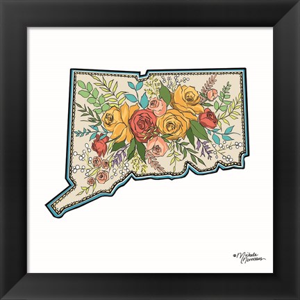 Framed Floral Connecticut Print