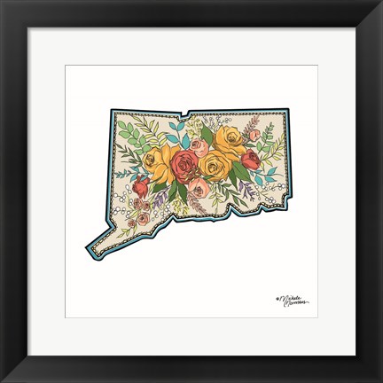 Framed Floral Connecticut Print