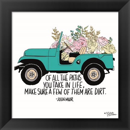 Framed Floral Jeep Print