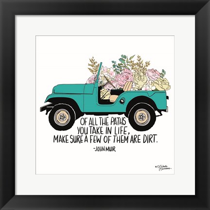 Framed Floral Jeep Print