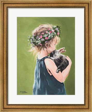 Framed Girl with Bunny Print