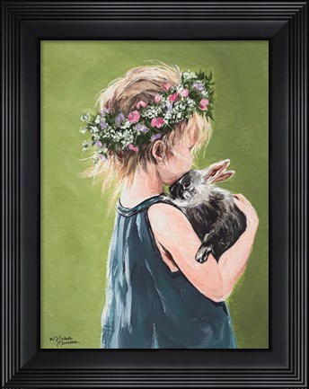 Framed Girl with Bunny Print