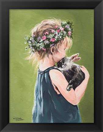 Framed Girl with Bunny Print