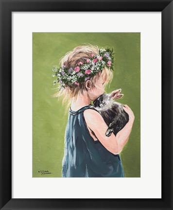 Framed Girl with Bunny Print