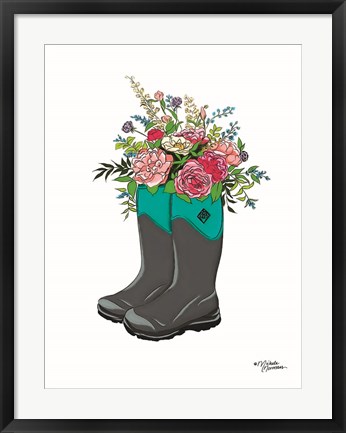 Framed Floral Boots Print