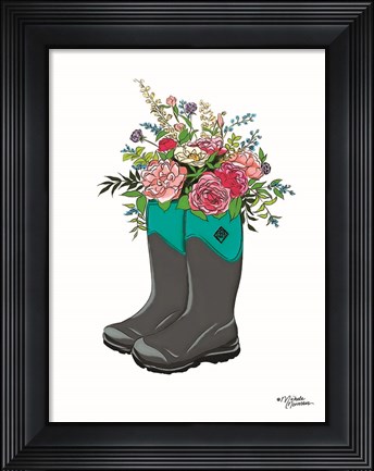 Framed Floral Boots Print