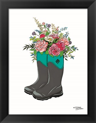 Framed Floral Boots Print