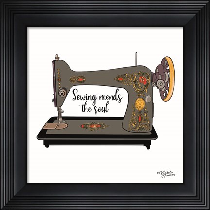 Framed Sewing Mends the Soul Print