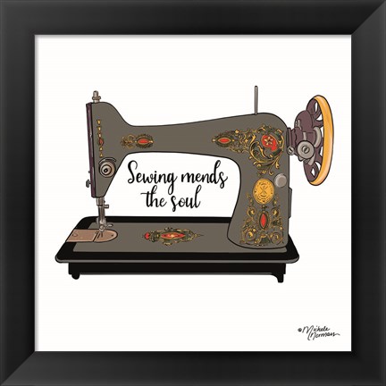 Framed Sewing Mends the Soul Print