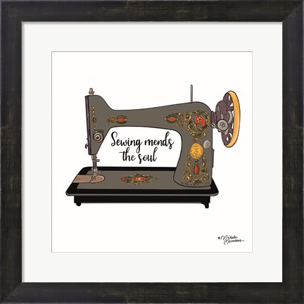 Framed Sewing Mends the Soul Print