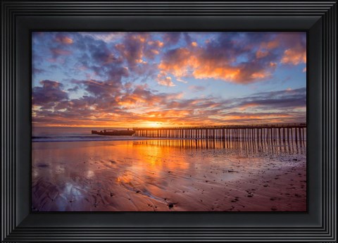 Framed Cement Ship Sunset Print