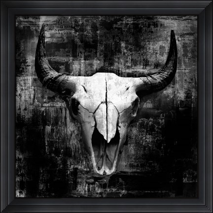 Framed Black Cowskull Print