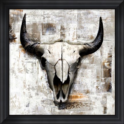 Framed White Cowskull Print