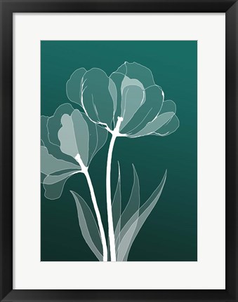 Framed X-ray Flowers Green Print