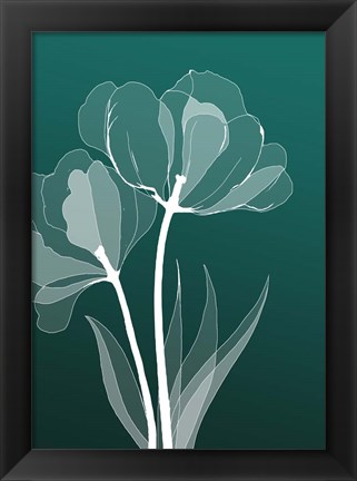 Framed X-ray Flowers Green Print