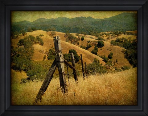 Framed Weathered Ranch Fence Print