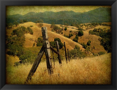 Framed Weathered Ranch Fence Print