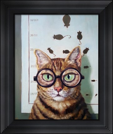 Framed Feline Eye Exam Print