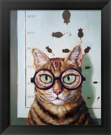 Framed Feline Eye Exam Print