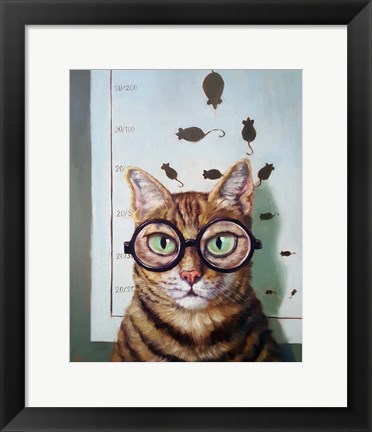 Framed Feline Eye Exam Print