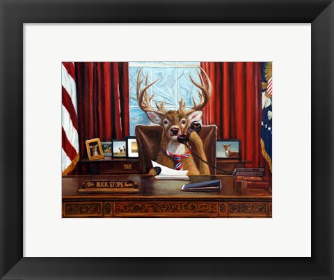 Framed Buck Stops Here Print