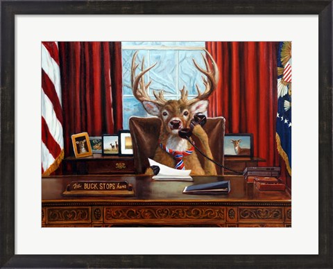 Framed Buck Stops Here Print
